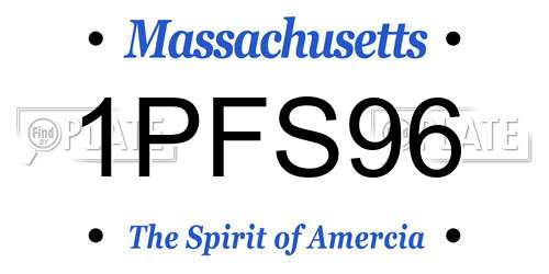 1PFS96 Massachusetts License Plate
