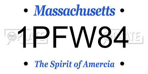 1PFW84 Massachusetts License Plate