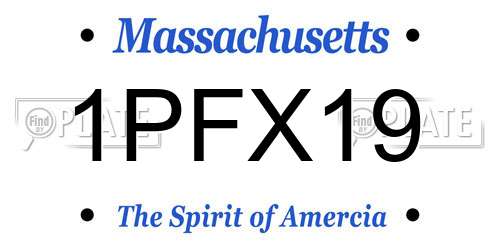 1PFX19 Massachusetts License Plate