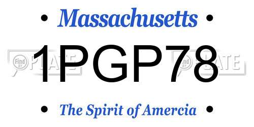 1PGP78 Massachusetts License Plate