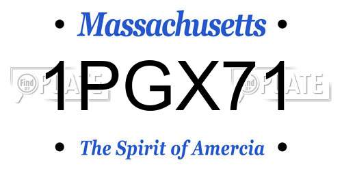 1PGX71 Massachusetts License Plate