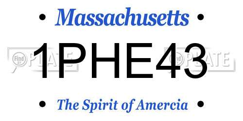 1PHE43 Massachusetts License Plate
