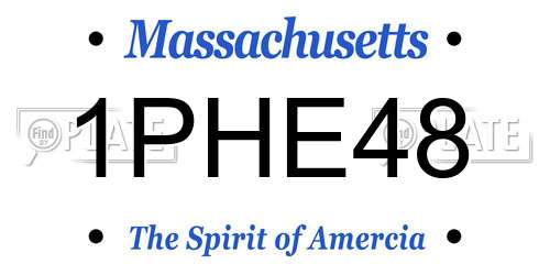 1PHE48 Massachusetts License Plate