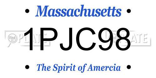1PJC98 Massachusetts License Plate