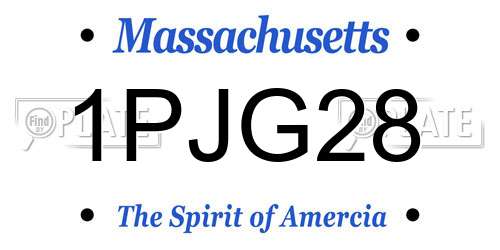1PJG28 Massachusetts License Plate