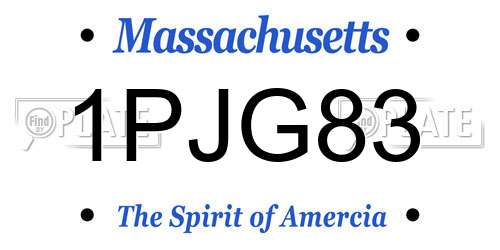 1PJG83 Massachusetts License Plate