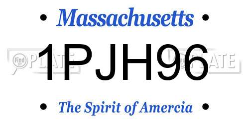 1PJH96 Massachusetts License Plate