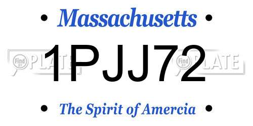 1PJJ72 Massachusetts License Plate