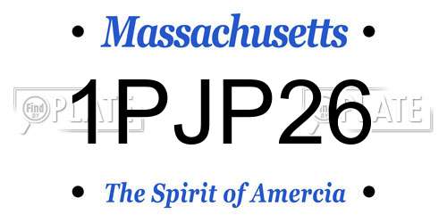 1PJP26 Massachusetts License Plate