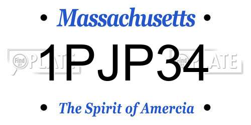 1PJP34 Massachusetts License Plate