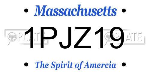 1PJZ19 Massachusetts License Plate