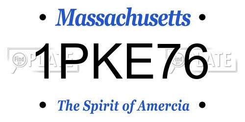 1PKE76 Massachusetts License Plate