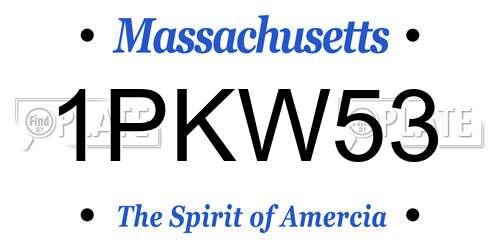 1PKW53 Massachusetts License Plate