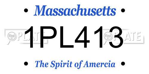 1PL413 Massachusetts License Plate