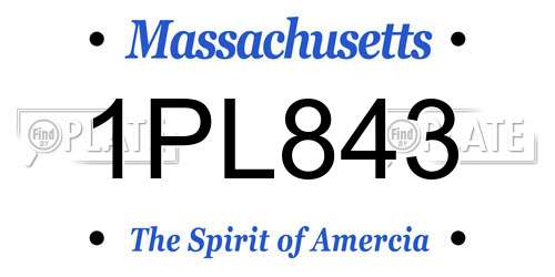 1PL843 Massachusetts License Plate