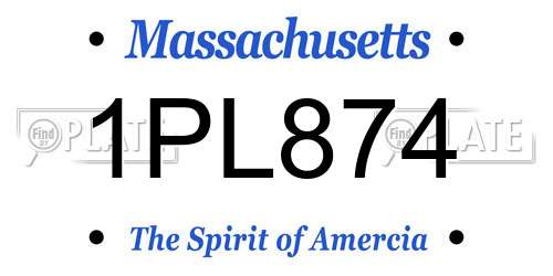 1PL874 Massachusetts License Plate