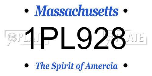 1PL928 Massachusetts License Plate