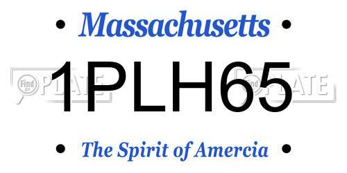 1PLH65 Massachusetts License Plate