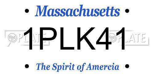 1PLK41 Massachusetts License Plate