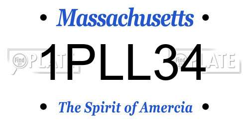 1PLL34 Massachusetts License Plate