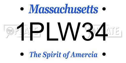 1PLW34 Massachusetts License Plate