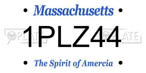 1PLZ44 Massachusetts License Plate