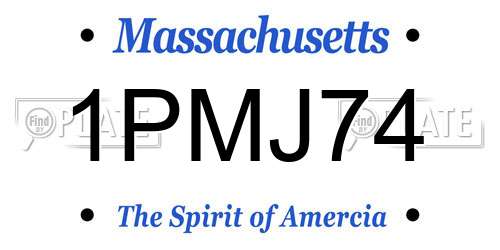 1PMJ74 Massachusetts License Plate