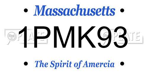 1PMK93 Massachusetts License Plate