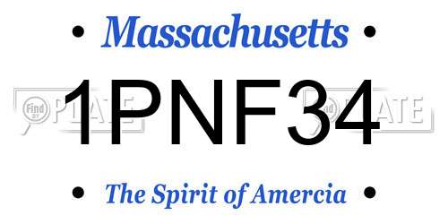 1PNF34 Massachusetts License Plate