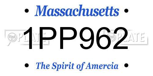 1PP962 Massachusetts License Plate