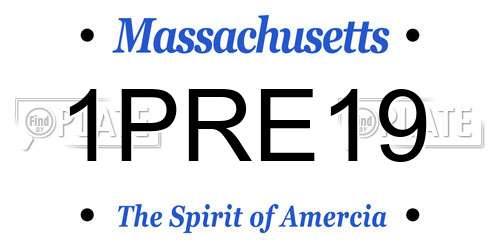 1PRE19 Massachusetts License Plate