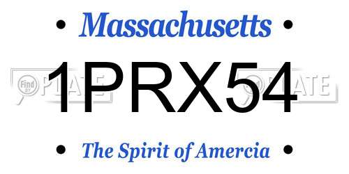 1PRX54 Massachusetts License Plate