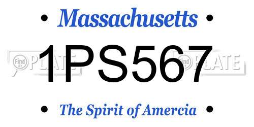 1PS567 Massachusetts License Plate