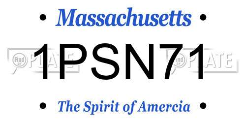 1PSN71 Massachusetts License Plate