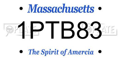 1PTB83 Massachusetts License Plate