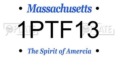 1PTF13 Massachusetts License Plate