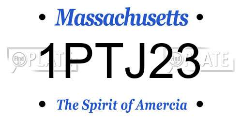 1PTJ23 Massachusetts License Plate