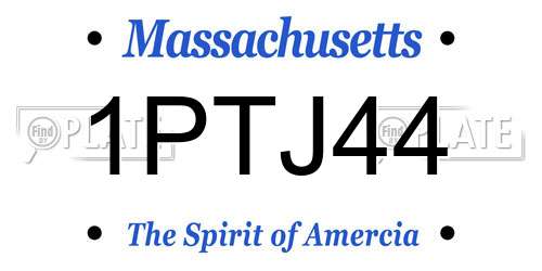 1PTJ44 Massachusetts License Plate