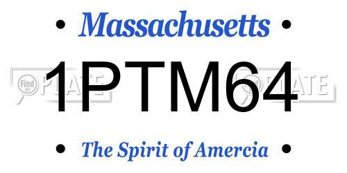 1PTM64 Massachusetts License Plate