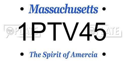 1PTV45 Massachusetts License Plate