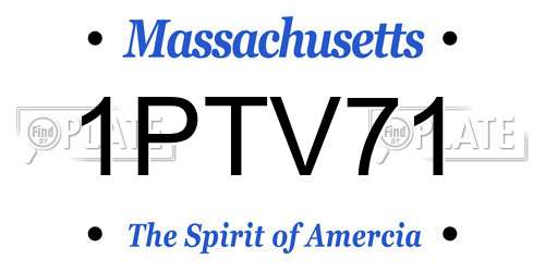 1PTV71 Massachusetts License Plate