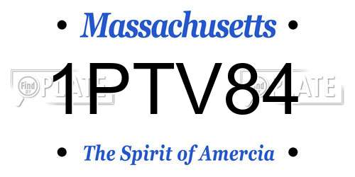 1PTV84 Massachusetts License Plate