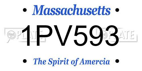 1PV593 Massachusetts License Plate