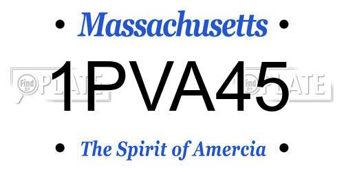 1PVA45 Massachusetts License Plate