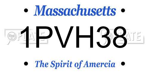 1PVH38 Massachusetts License Plate
