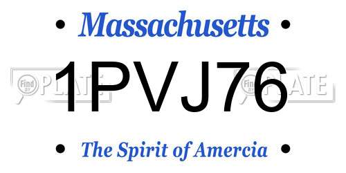 1PVJ76 Massachusetts License Plate