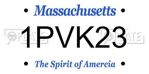 1PVK23 Massachusetts License Plate
