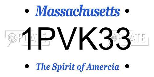 1PVK33 Massachusetts License Plate