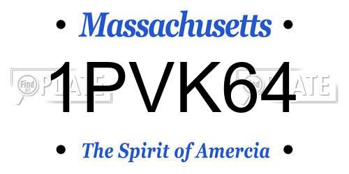 1PVK64 Massachusetts License Plate