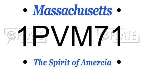 1PVM71 Massachusetts License Plate